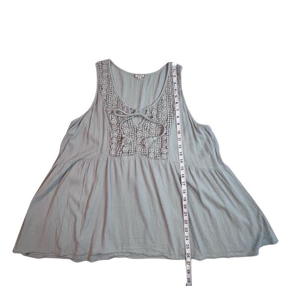Eyeshadow Blouse Womens 2X Light Blue Cottagecore Tassels Fairy Lace Peplum Tank - Picture 4 of 10